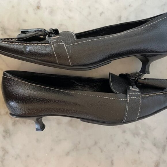 PRADA Tassel Kitten Heel Black Vintage Pumps 37 1/2 - Picture 10 of 17